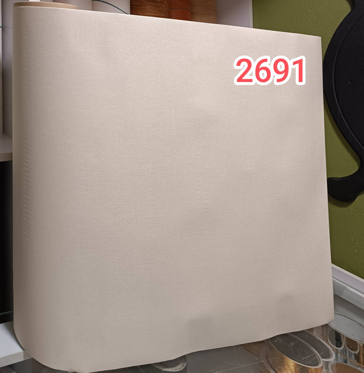 برچسب کابینت کد ۲۶۹۱ طرح کنف سفید شیری برجسته عرض ۶۰ سانت